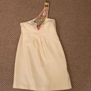 NWT Tibi One-Shoulder Silk Dress w/ Beads, Size 8